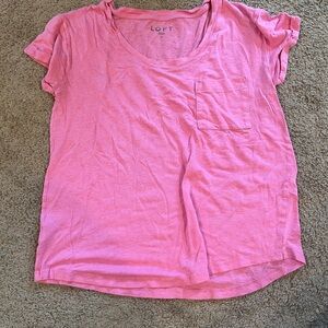 LOFT Vibrant Pink Scoop Neck Tee
